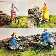 Load image into Gallery viewer, 1:64 Painted Figure Mini Model Miniature Resin Diorama Sand Bicycle Rural Outing
