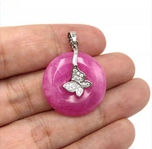 Load image into Gallery viewer, Nature Jade Butterfly Round Pendant Necklace Gift Jewelry charm Blessing Lucky a
