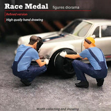 Load image into Gallery viewer, 1:64 Painted Figure Mini Model Miniature Resin Diorama Car Repairman Repair Blue
