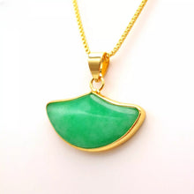 Load image into Gallery viewer, Nature Jade Fan Shape Pendant Necklace Gift Jewelry charm Blessing Lucky New
