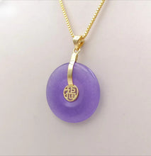 Load image into Gallery viewer, Nature Jade Pendant Necklace Gift Jewelry charm Blessing Fu Fortune Round Luck c
