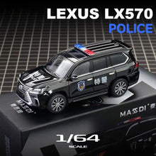 Load image into Gallery viewer, Masdi 1:64 Police Black LX570 Luxury ORV SUV Sport Model Diecast Metal Car New Collection
