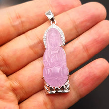 Load image into Gallery viewer, Nature Jade Guanyin Pendant Necklace Gift Jewelry charm Blessing Lucky Purple s
