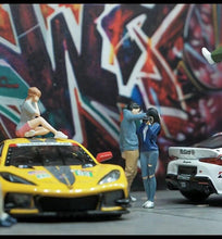Load image into Gallery viewer, 1:64 Painted Figure Mini Model Miniature Car Scenes Resin Toy Photographer Girl
