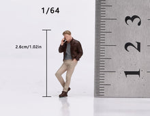 Load image into Gallery viewer, 1:64 Painted Figure Model Miniature Resin The Man Leaning on Phone Brown Jacket
