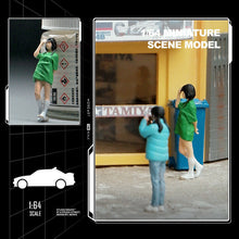 Load image into Gallery viewer, 1:64 Painted Figure Mini Model Miniature Resin Diorama Cute Green T-Shirt Girl New Scene

