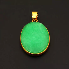 Load image into Gallery viewer, Nature Jade Green Oval Pendant Necklace Gift Jewelry charm Blessing Lucky New a
