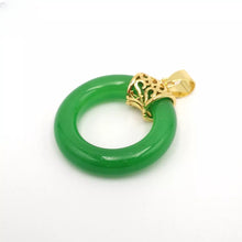 Load image into Gallery viewer, Nature Jade Ring Round Pendant Necklace Gift Jewelry charm Blessing Fortune h
