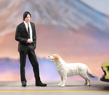 Load image into Gallery viewer, 1:64 Painted Figure Model Miniature Resin Diorama Sand Man In Black Suit Dog Toy Collection
