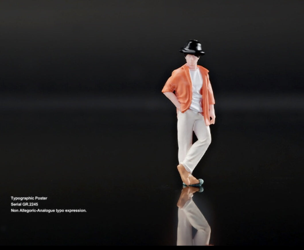 1:64 Painted Figure Mini Model Miniature Resin Diorama Trendy Style Man Hat
