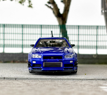 Load image into Gallery viewer, Inno 1:64 Blue Skyline GTR R34 V-Spec Mines Sports Model Diecast Metal Car New Collection
