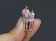Load image into Gallery viewer, 1:64 Painted Figure Model Miniature Resin Diorama Sand Family Four Dad Mom Kids
