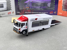Load image into Gallery viewer, UM 1:64 White 500 HINO EVA Ranger Transporter Truck Model Diecast Metal Car
