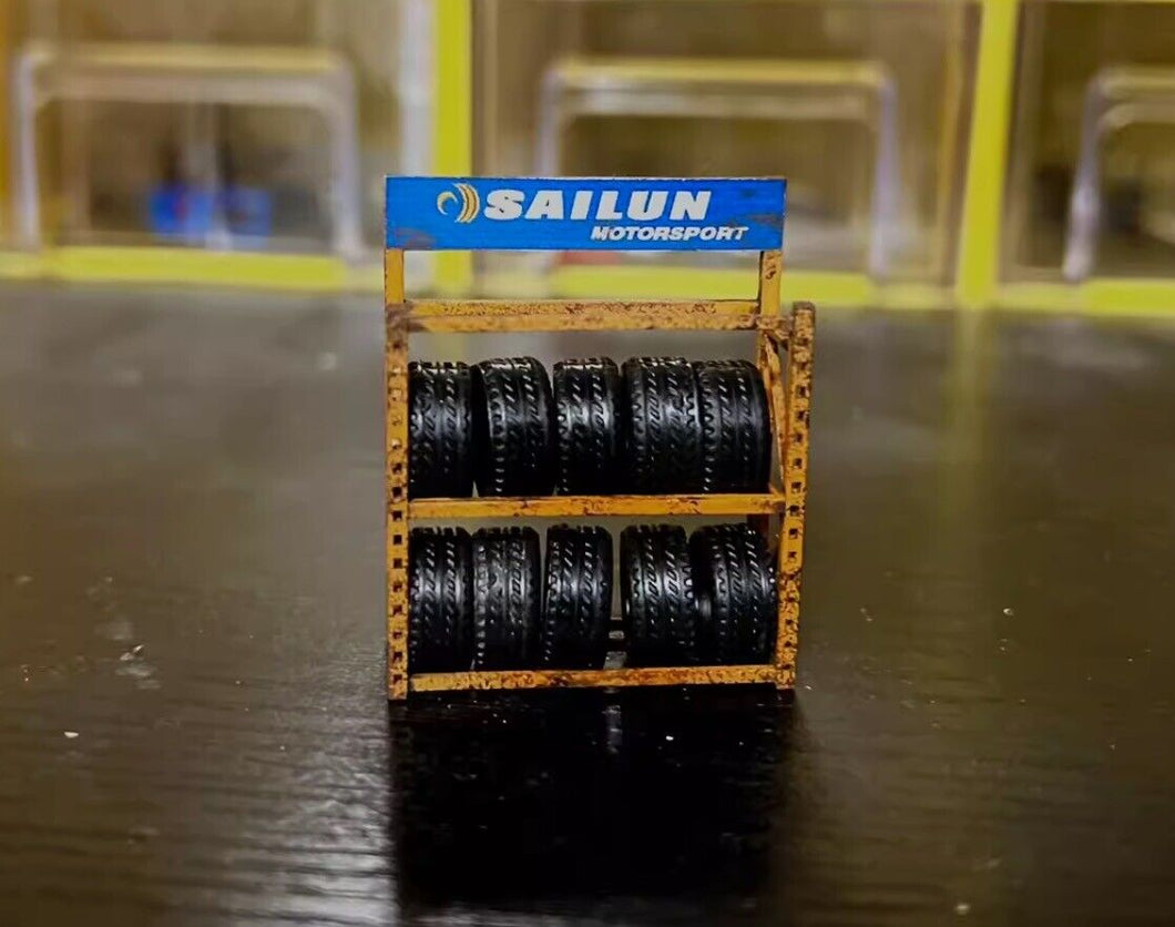 1:64 Painted Figure Model Miniature Resin Sand Tire Rack Toy Felgenbaum Ornament Collection