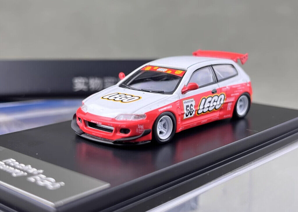 Fuji 1:64 Red Civic EG6 Sir Pandem Rocket Bunny Model Diecast Metal Car New Collection