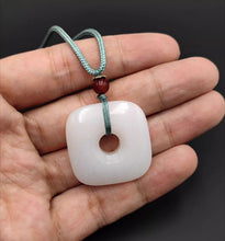 Load image into Gallery viewer, Nature Jade Pendant Necklace Gift Jewelry charm Blessing Lucky White Square Ring

