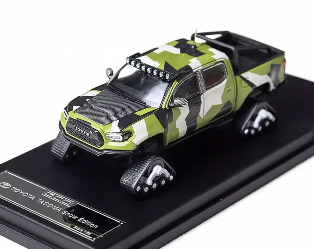 GCD 1:64 Camo Tacoma Pickup Truck Snow Edition Sports Model Diecast Metal Car