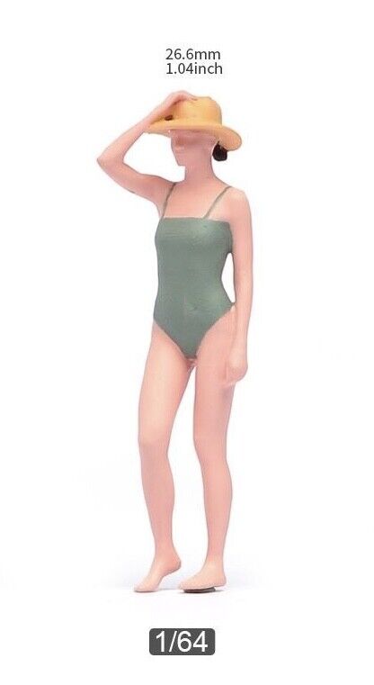 1:64 Painted Unpainted Figure Model Miniature Resin Diorama Sand Sun Hat Lady