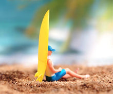 Load image into Gallery viewer, 1:64 Painted Figure Model Miniature Resin Diorama Toy Sand Surfboard Girl Surf
