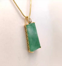Load image into Gallery viewer, Nature Jade Green Rectangle Peace Pendant Necklace Gift Jewelry charm Blessing
