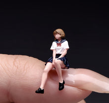 Load image into Gallery viewer, 1:64 Painted Figure Model Miniature Resin Sand Uniform Girl Desk Chair Set
