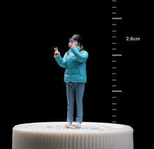 Load image into Gallery viewer, 1:64 Painted Figure Mini Model Miniature Resin Diorama Selfie Down Jacket Girl New Scene
