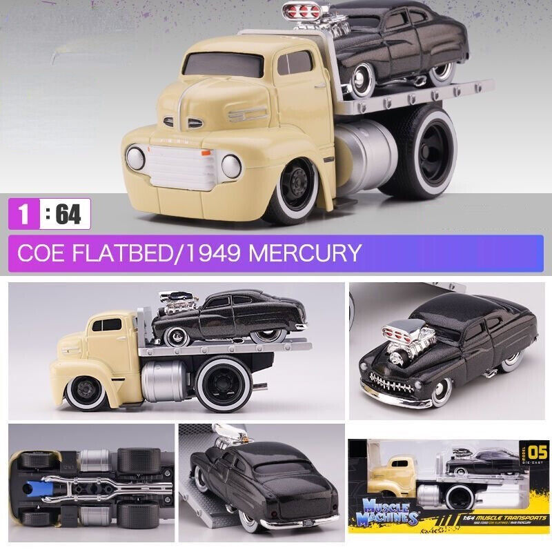 Maisto 1:64 1950 COE Flatbed Trailer 1949 Mercury Model Diecast Metal Car New