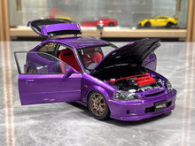 Load image into Gallery viewer, MH 1:18 Purple Civic Type R EK9 B16B Vtec Engine Model Diecast Metal Car New Collection
