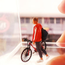 Load image into Gallery viewer, 1:64 Painted Figure Mini Model Miniature Resin Diorama Toy Mountain Bike Bicycle
