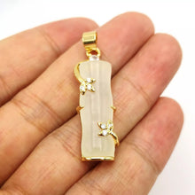 Load image into Gallery viewer, Nature Jade Bamboo Pendant Necklace Gift Jewelry charm Blessing Lucky White New
