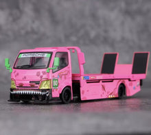 Load image into Gallery viewer, MG 1:64 Pink Dinosaur H300 Custom Tow Flatbed Truck Model Diecast Metal Car
