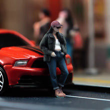 Load image into Gallery viewer, 1:24 Painted Figure Model Miniature Resin Diorama  Sand Cool Girl Hat Denim
