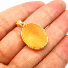 Load image into Gallery viewer, Nature Jade Yellow Oval Pendant Necklace Gift Jewelry charm Blessing Lucky New
