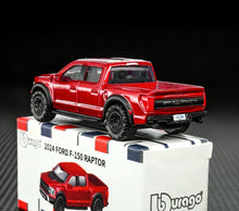 Load image into Gallery viewer, Bburago 1:64 Red 2024 F150 Raptor Pickup Truck Sport Model Diecast Metal Car
