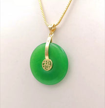Load image into Gallery viewer, Nature Jade Pendant Necklace Gift Jewelry charm Blessing Fu Fortune Round Luck a
