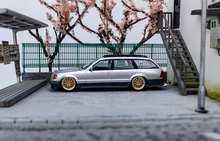 Load image into Gallery viewer, Mortal 1:64 Silver Gold Rim S124 E300 Wagon Roof Bike Model Diecast Metal Car
