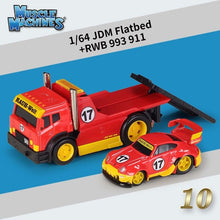 Load image into Gallery viewer, Maisto 1:64 JDM Flatbed Trailer Truck RWB 993 911 Model Metal Sports Car New
