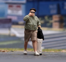 Load image into Gallery viewer, 1:64 Painted Figure Model Miniature Resin Sand Diorama Man Suitcase Passenger
