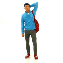 Load image into Gallery viewer, 1:64 Painted Figure Mini Model Miniature Resin Diorama Toy Man Lifting Hand Blue
