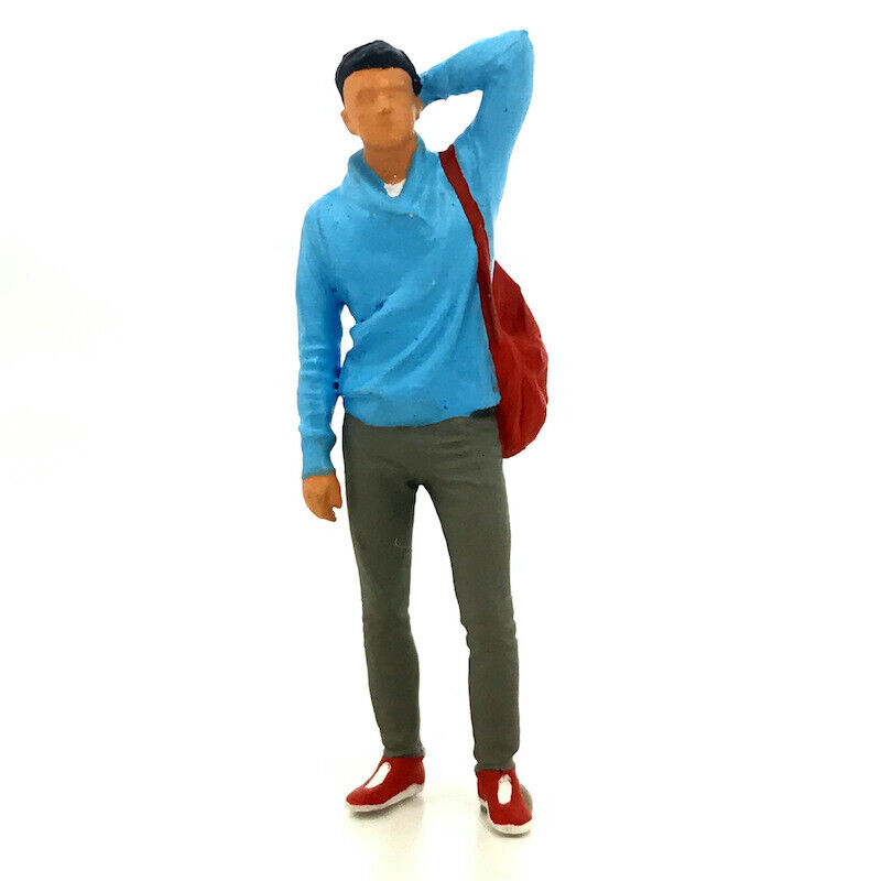 1:64 Painted Figure Mini Model Miniature Resin Diorama Toy Man Lifting Hand Blue