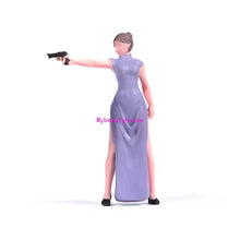 Load image into Gallery viewer, 1:24 Painted Figure Model Miniature Resin Diorama  Gun Wielding Lady Assassin
