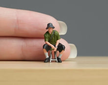 Load image into Gallery viewer, 1:64 Painted Figure Model Miniature Resin Diorama Sand Sitting Cool Hat Man Boy
