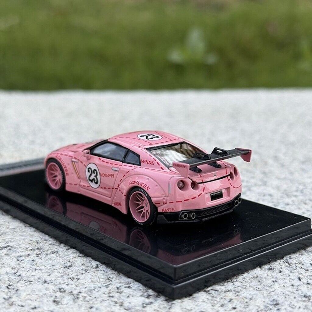 OT 1:64 JDM Pink GTR R35 LB #23 Racing Sports Model Diecast Metal Car ...