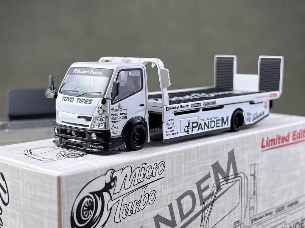 MT 1:64 White Pandem H300 Flatbed Tow Truck Custom Model Diecast Metal Car BN