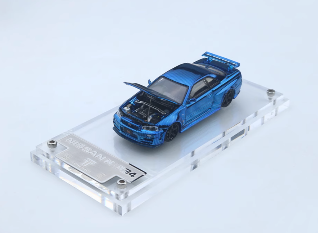 Timetop 1:64 Blue Carbon Skyline GTR R34 Z-Tune Model Diecast Metal Car New Collection
