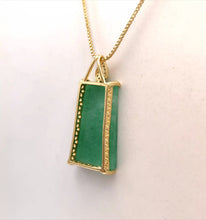 Load image into Gallery viewer, Nature Jade Green Rectangle Peace Pendant Necklace Gift Jewelry charm Blessing
