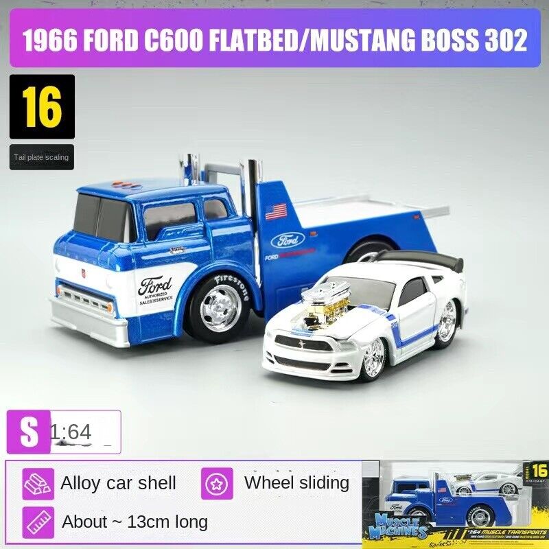 Maisto 1:64 1966 C600 Flatbed Trailer Mustang Boss Model Diecast Metal Car New