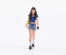 Load image into Gallery viewer, 1:64 Painted Figure Model Miniature Resin Diorama Toy Sand Walking Girl Blue Top
