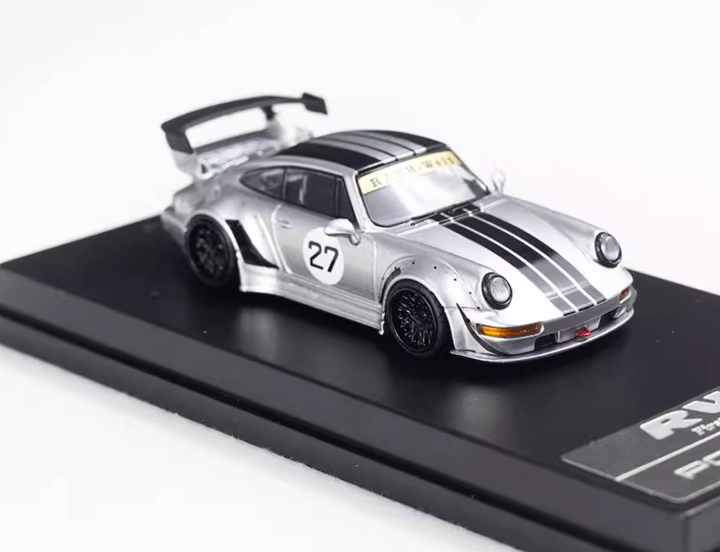 WU 1:64 Silver RWB 964 #27 Classic Racing Sports Model Diecast Metal Car New Collection