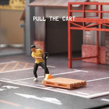 Load image into Gallery viewer, 1:64 Painted Figure Mini Model Miniature Resin Diorama Worker Man Pulling Cart
